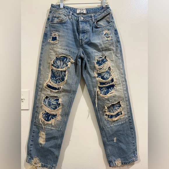 We The Free Distressed Blue Boyfriend Jeans